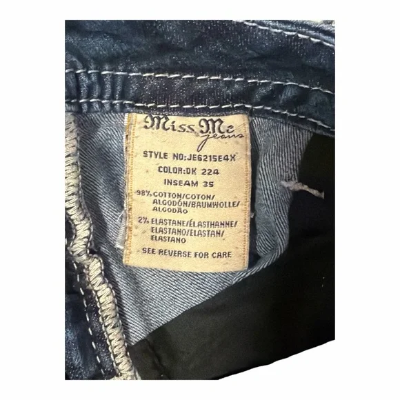 Miss Me Easy Boot Dark Wash Jeans Style NO:JE6215E4X Sequin Pickets Y2K Size 31 - Picture 5 of 5